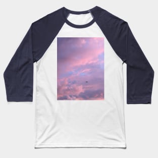 Pink Clouds Airplane Baseball T-Shirt